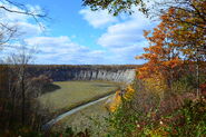 The Genesee River meanders through the canyon floor