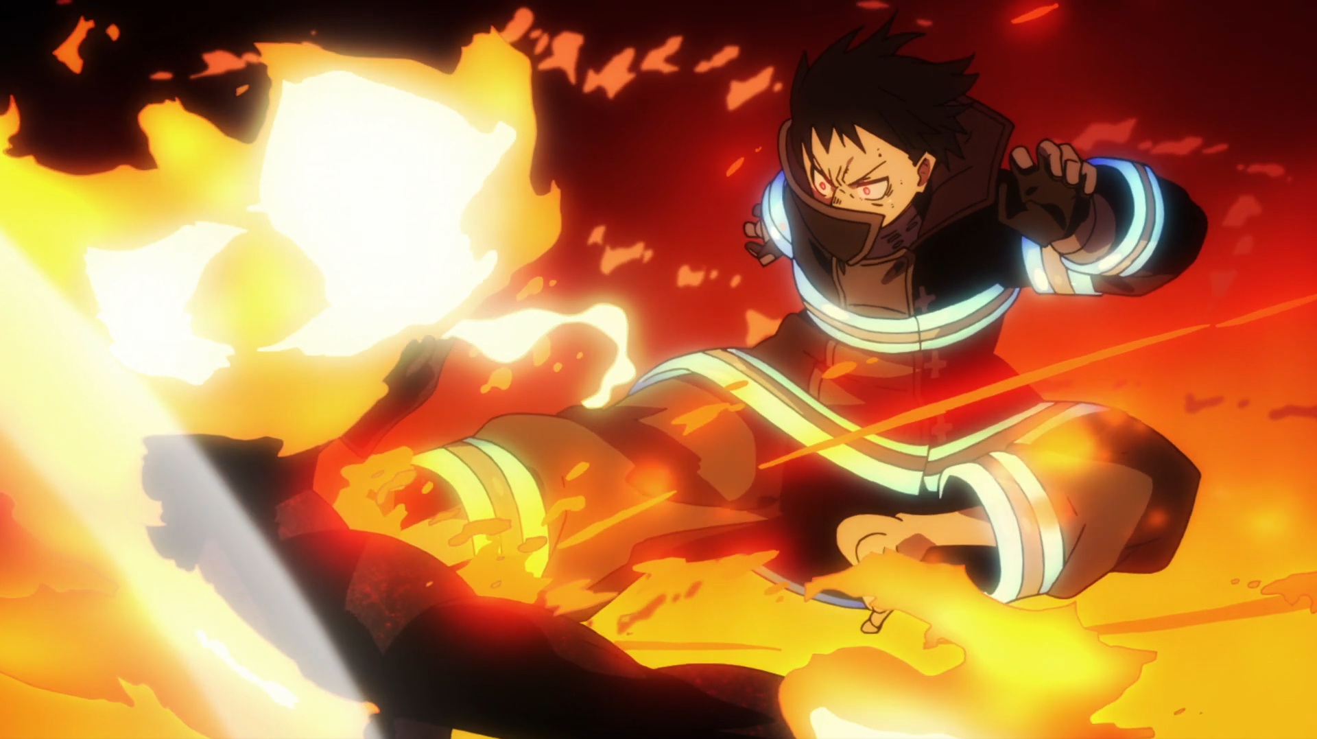 anime fire, An anime image with a couple engolfed by fire. …