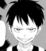 Shinra sonriendo