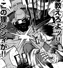 Shinra dá um chute em Leonardo.