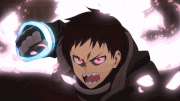 Shinra golpeando a hibana gif