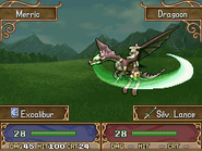 Merric utilizando Excalibur en Shadow Dragon.