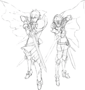 Concept artwork of Chrom and "Marth"'s signature poses.