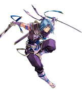 Artwork of Zihark Ninja Blademaster from Fire Emblem Heroes by Akira Kano.