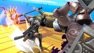 Female Byleth using Aymr against Zelda's Phantom in Super Smash Bros. Ultimate.