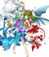 Artwork of Harmonic Hope Tiki and Ninian from Fire Emblem Heroes by Amagaitaro.