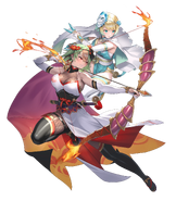 Artwork of Flame and Frost Laegjarn and Fjorm by cuboon.