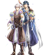 Artwork of Chrom and Male Robin as the Fate-Defying Duo from Fire Emblem Heroes by Yamada Kotaro.