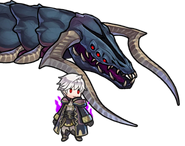 Sprite of Fell Reincarnation Robin with Grima summoned from Heroes.