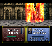 An enemy mage casting Elfire on Fergus in Thracia 776.