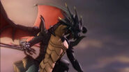 Cutscene still of Kurthnaga approaching Castle Nox.