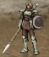 Leon's appearance as a dismounted Spear Knight