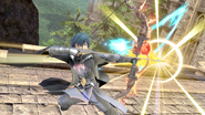 Male Byleth fully charging Failnaught.