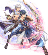 Artwork of Chrom and Male Robin as the Fate-Defying Duo from Fire Emblem Heroes by Yamada Kotaro.