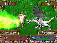 Tiki using the Mist Breath on an enemy Paladin in Shadow Dragon.