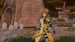 Battle model of Goldmary, a female Halberdier from Engage.