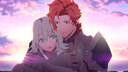 CG artwork of female Byleth's S-Support with Sylvain.