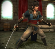 Lon'qu's battle model as a Myrmidon in Awakening.