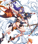 Artwork of Mia and "Marth" as the Harmonic Blades from Fire Emblem Heroes by Mai Yoneyama.