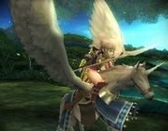 Sumia's battle model as a Falcon Knight in Awakening.