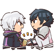 Male Robin and Chrom from the Fire Emblem Heroes guide.