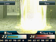 Linde casting Aura in New Mystery of the Emblem.