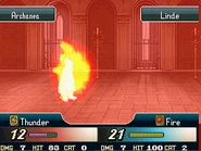 Linde casting Fire on an enemy Mage in New Mystery of the Emblem.
