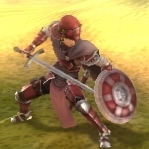 Battle model of a generic enemy Myrmidon from Echoes: Shadows of Valentia.