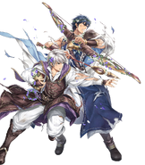 Artwork of Male Robin and Chrom as the Fate-Defying Duo from Fire Emblem Heroes by Yamada Kotaro.