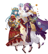 Artwork of Devoted Lyon & Eirika from Fire Emblem Heroes by azu taro.