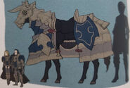 Concept art of a Great Knight's mount from Fates.