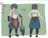 Concept art of the female Oni Savage (with helmet) from Fates