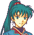 A portrait of Lyn talking to the Tactician.