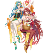 Artwork of Spring Chloé and Cordelia from Fire Emblem Heroes by Kippu.