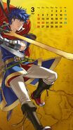 Calendario de marzo de 2017 protagonizado por Ike (concretamente su encarnación de Fire Emblem: Path of Radiance) por su victoria como héroe más votado.