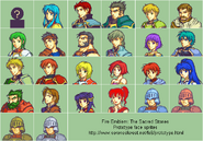 Portraits in the Prototype Version of Fire Emblem: The Sacred Stones.