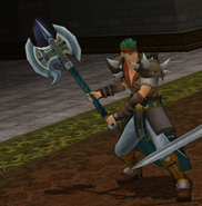 Boyd wielding the Silver Axe in Radiant Dawn.