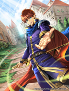 Artwork of Eliwood in Fire Emblem 0 (Cipher) by Saori Toyota.