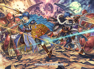 Artwork of Marth and Male Kris from Fire Emblem 0 (Cipher) by Daisuke Izuka.