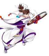 Artwork of Samurai Groom Hinata from Fire Emblem Heroes by Akira Kano.