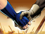 Marth shaking hands with My Unit