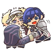 Chrom, Robin, and Lissa from the Fire Emblem Heroes guide.