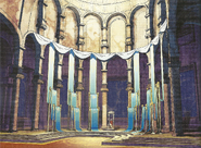 Zofia Castle throne room in Fire Emblem Echoes: Shadows of Valentia.