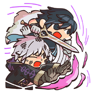 Male Robin and Chrom from the Fire Emblem Heroes guide.