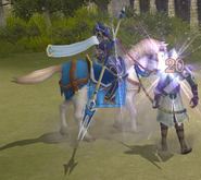 Geoffrey striking an enemy Sniper with the Brave Lance in Radiant Dawn.