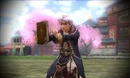 Robin wielding the tome of Thoron in Fates.