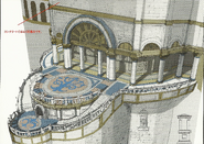 Concept art of Zofia Castle balcony in Fire Emblem Echoes: Shadows of Valentia.