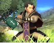 Brady wielding the Excalibur tome in Awakening.