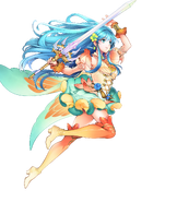 Artwork of Resplendent Eirika in Fire Emblem Heroes by Saori Toyota.