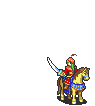 Sue's battle sprite in The Binding Blade as a Nomadic Trooper attacking with Sword.